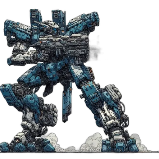 robot, weapon, concept art, 3d render transparent PNG cut-out