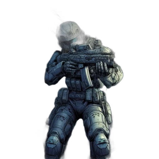 weapon, robot, jacket, face transparent PNG cut-out