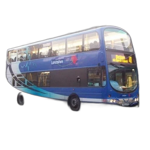 3d render, photorealistic, blue, double-decker transparent PNG cut-out