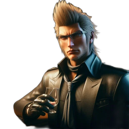 jacket, face, staff, weapon transparent PNG cut-out