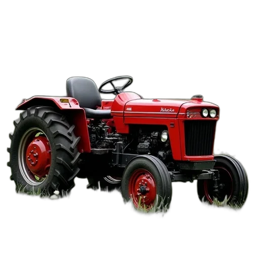 car, red, tractor, parked transparent PNG cut-out