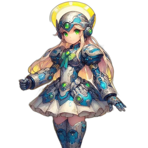 weapon, dress, staff, robot transparent PNG cut-out