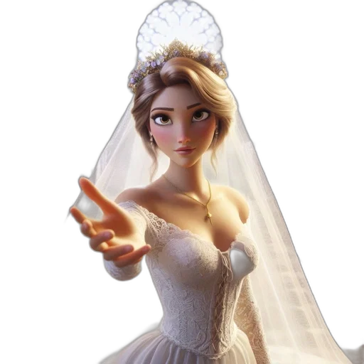 dress, crown, jewelry, 3d render transparent PNG cut-out