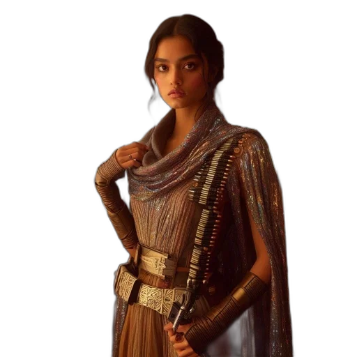 dress, staff, sword, jewelry transparent PNG cut-out