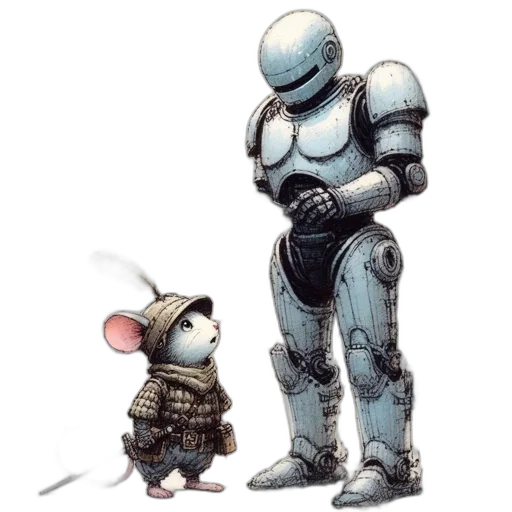 robot, concept art, cyberpunk, comic book art transparent PNG cut-out