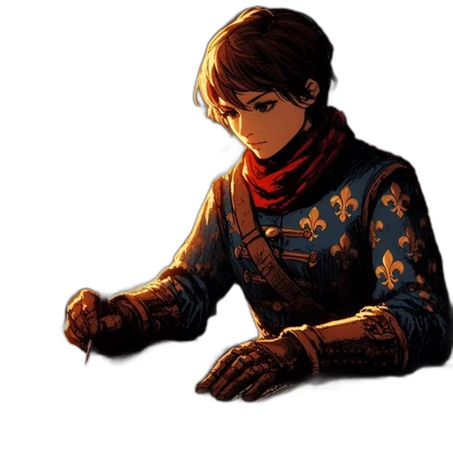 jacket, weapon, staff, face transparent PNG cut-out