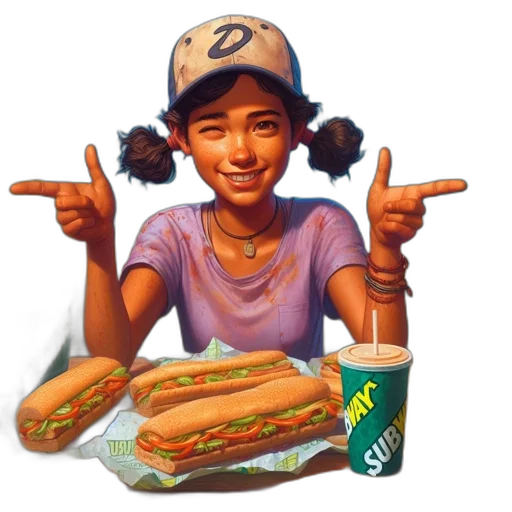 food, photorealistic, pixel art, vaporwave transparent PNG cut-out