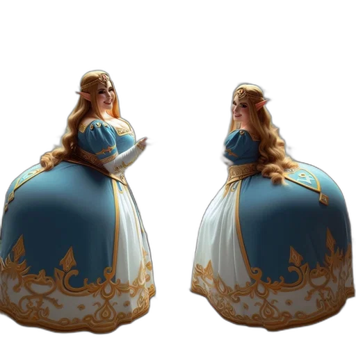 dress, crown, jewelry, 3d render transparent PNG cut-out