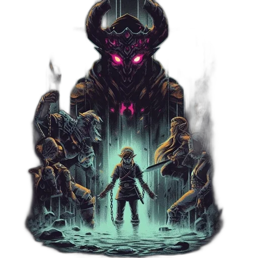 creature, sword, mask, pixel art transparent PNG cut-out