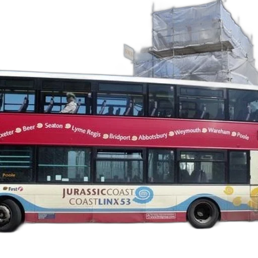 double-decker, bus, jurassic, coast transparent PNG cut-out