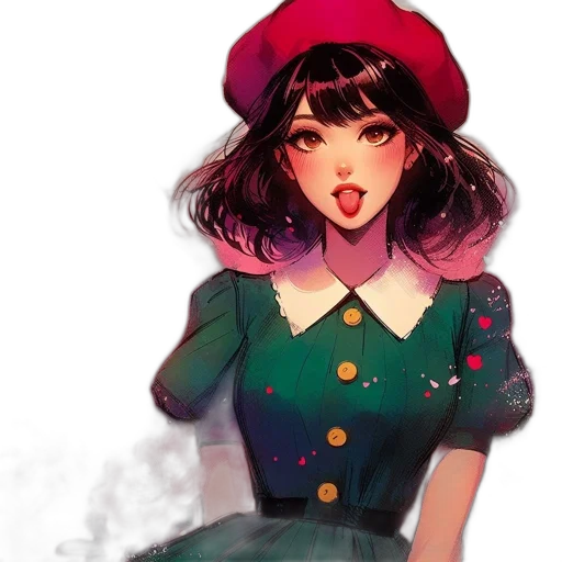 dress, hat, jacket, face transparent PNG cut-out
