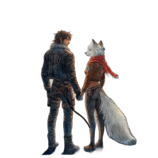 animal, jacket, staff, creature transparent PNG cut-out