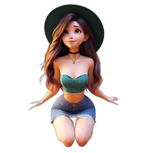 hat, dress, cartoon, 3d render transparent PNG cut-out