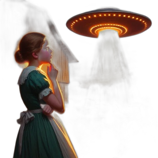 dress, umbrella, hat, staff transparent PNG cut-out