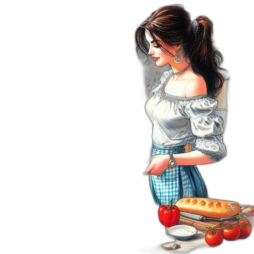 food, dress, jewelry, photorealistic transparent PNG cut-out