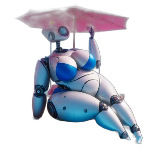 robot, umbrella, concept art, 3d render transparent PNG cut-out