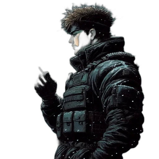 jacket, weapon, face, cyberpunk transparent PNG cut-out