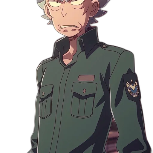 jacket, staff, face, weapon transparent PNG cut-out