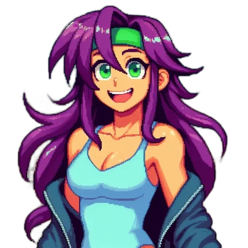 jacket, staff, pixel art, anime transparent PNG cut-out