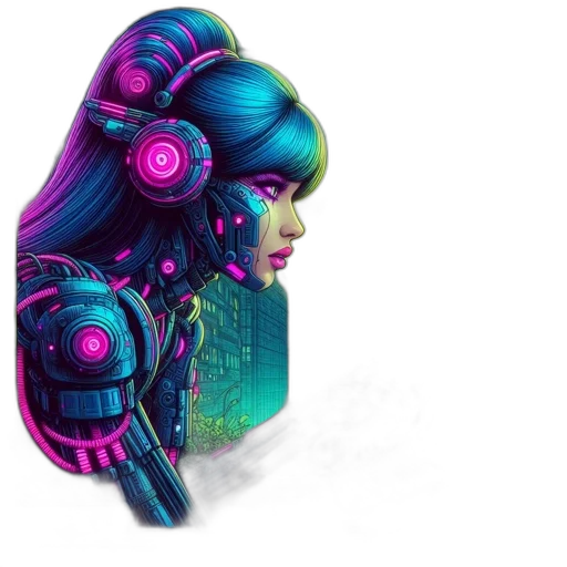 robot, face, cyberpunk, concept art transparent PNG cut-out