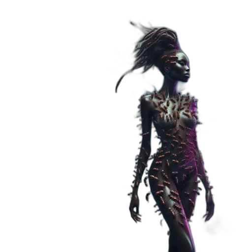 creature, dress, hair, robot transparent PNG cut-out