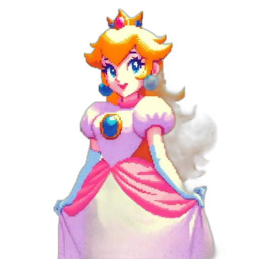 dress, crown, staff, pixel art transparent PNG cut-out