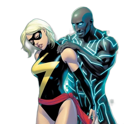 comic book art, concept art, neon lights, two transparent PNG cut-out