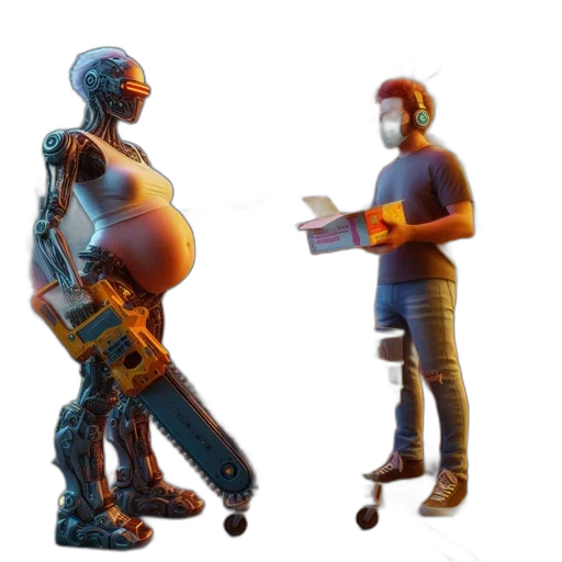 robot, concept art, 3d render, cyberpunk transparent PNG cut-out