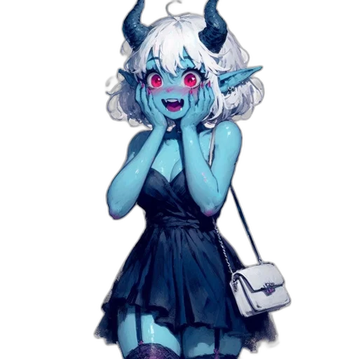 dress, creature, staff, mask transparent PNG cut-out