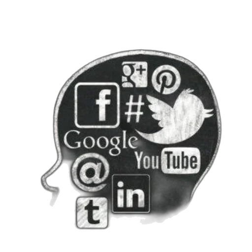 chalkboard, illustration, featuring, social transparent PNG cut-out