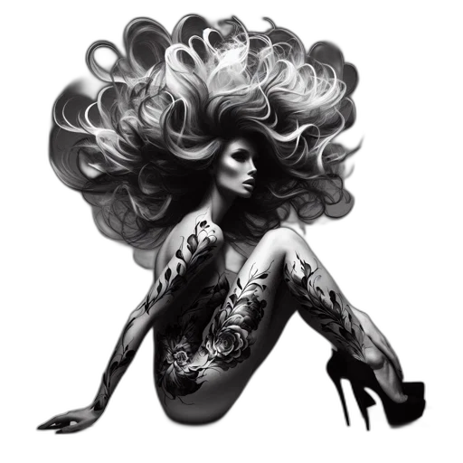 hair, concept art, photorealistic, fantasy art transparent PNG cut-out