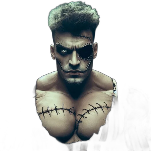 face, robot, cyberpunk, comic book art transparent PNG cut-out