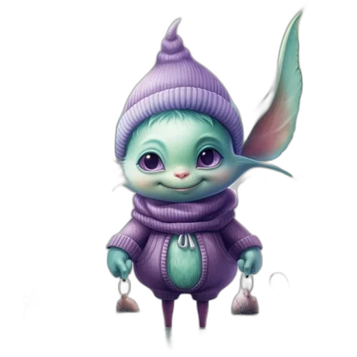 creature, dragon, staff, hat transparent PNG cut-out