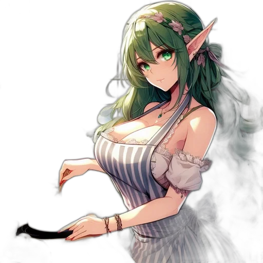 dress, staff, dragon, flower transparent PNG cut-out