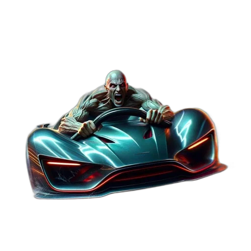car, concept art, 3d render, cyberpunk transparent PNG cut-out