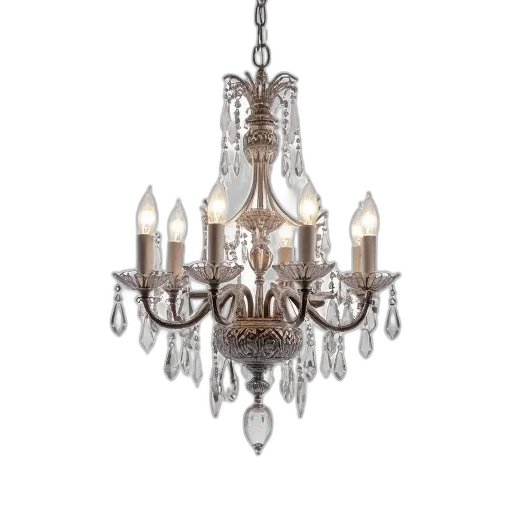 3d render, detailed, silver, chandelier transparent PNG cut-out