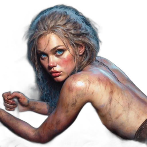 creature, face, hair, fantasy art transparent PNG cut-out