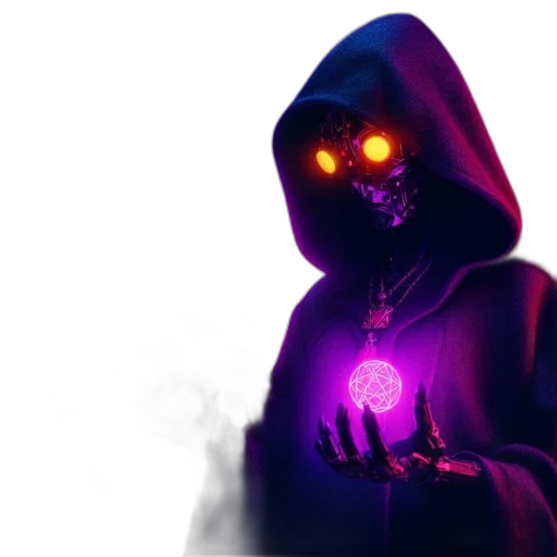 mask, jacket, staff, robot transparent PNG cut-out