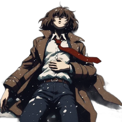 jacket, staff, weapon, creature transparent PNG cut-out