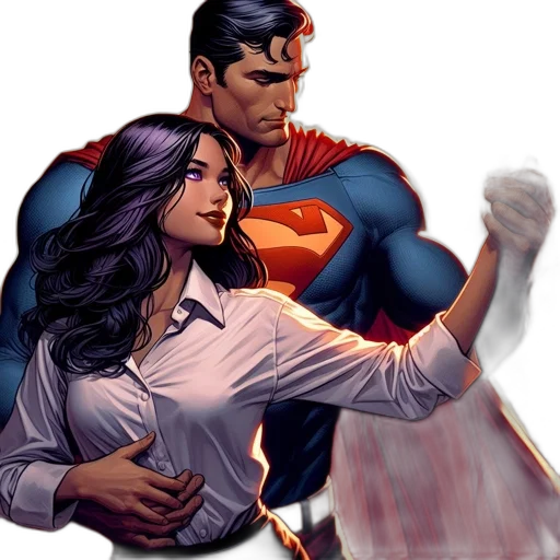 comic book art, concept art, superman, holds transparent PNG cut-out