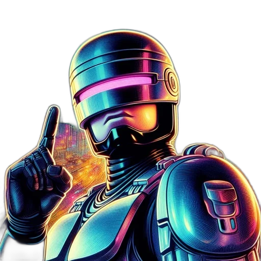 robot, vaporwave, pixel art, concept art transparent PNG cut-out