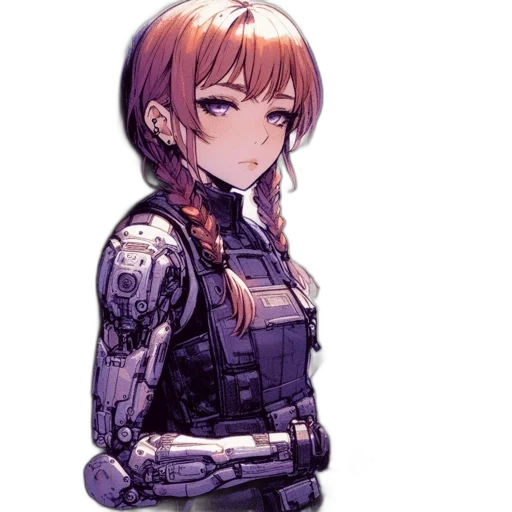 robot, jacket, weapon, face transparent PNG cut-out