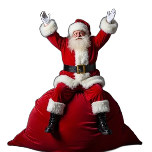 3d render, santa, claus, posing transparent PNG cut-out