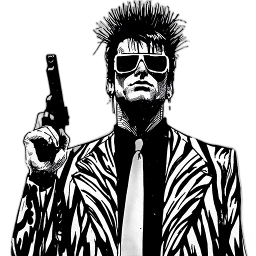 jacket, staff, comic book art, cartoon transparent PNG cut-out