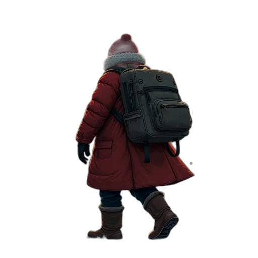 jacket, hat, staff, weapon transparent PNG cut-out
