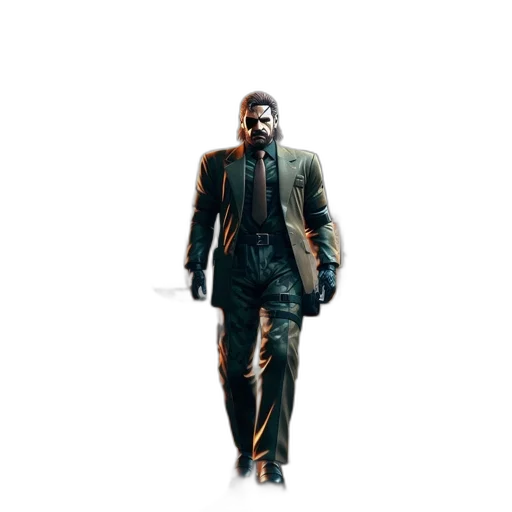 jacket, staff, weapon, face transparent PNG cut-out