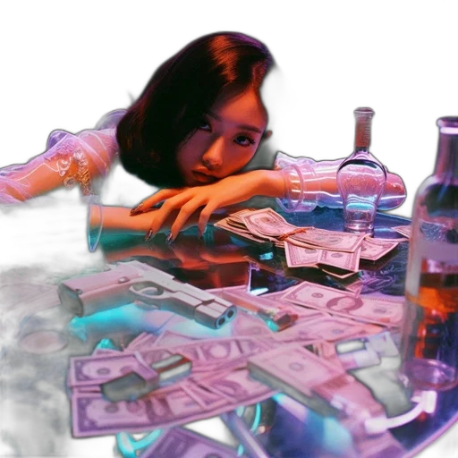 vaporwave, concept art, 3d render, cyberpunk transparent PNG cut-out