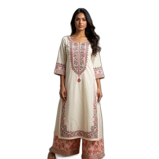 dress, embroidered, round, neck transparent PNG cut-out