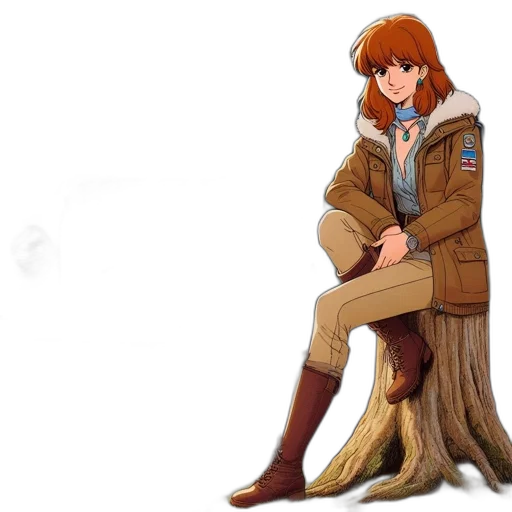jacket, staff, creature, tree transparent PNG cut-out
