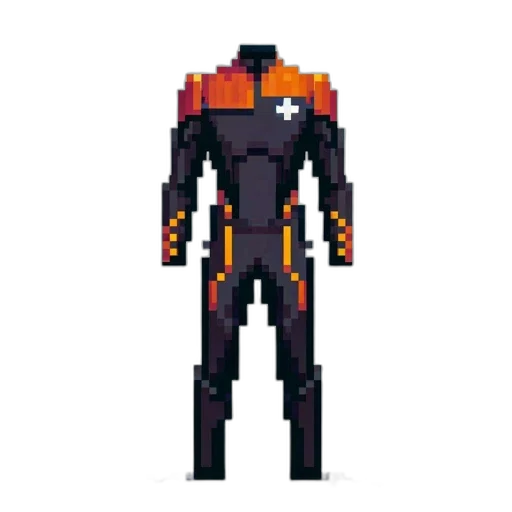 robot, jacket, pixel art, concept art transparent PNG cut-out